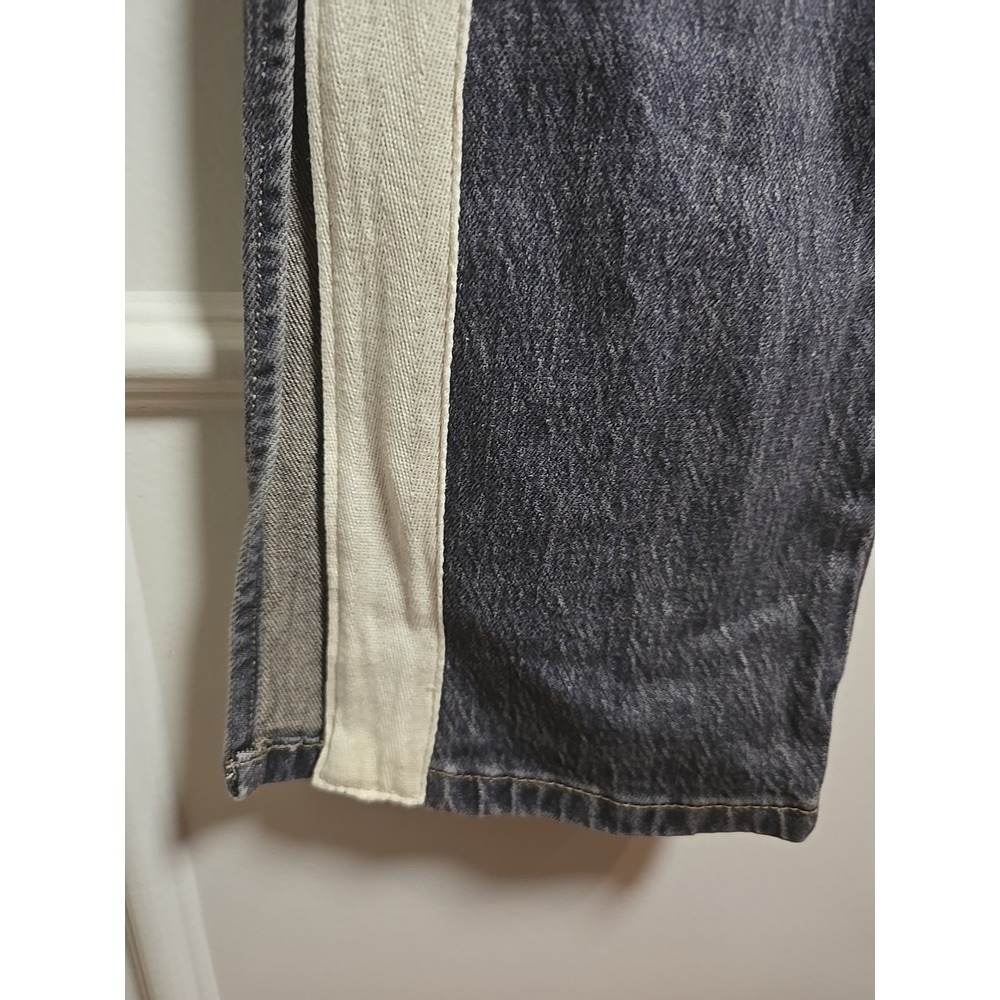Blank‎ NYC Cooper Long Slim Straight Pant Big Fan Jean Gray White Stripe Size 28 - Picture 8 of 16